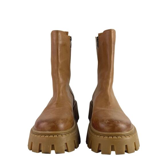 Steve Madden Charges Brown Leather Chunky Platform Chelsea Boots Size 39/ US 8.5 - Picture 2 of 10